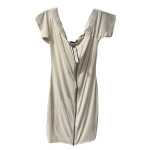 Soncy Off Shoulder Dress Womens PLUS Sz 1X Double Zipper Sexy Ribbed Knit New